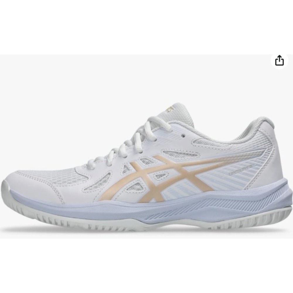 Asics Women's White Sneakers with Light Gold Accents
